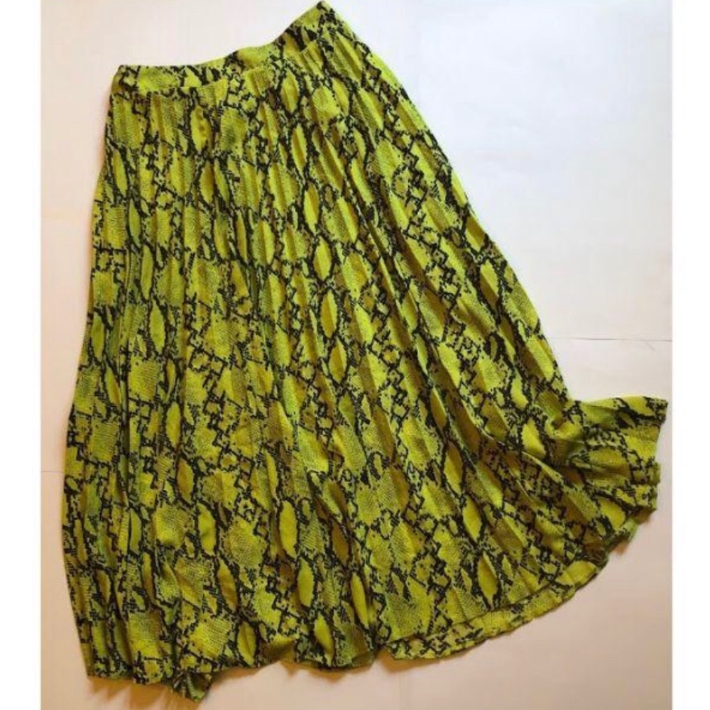 Neon Green Snakeskin Print Skirt 14